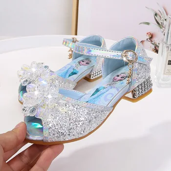 Metri Lungime 17-23 cm Frozen Princess Elsa Copil Fete Sandale cu Toc Înalt Vara Pantofi de Cristal Mic Mijlociu Mare Pantofi pentru Copii
