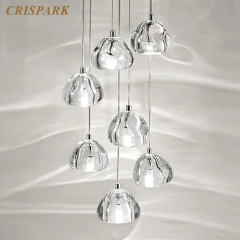 Nordic Cristal Suspensie Perdeaua de Lumină LED G4 Minimalist Modern Pandantiv Lampa Art Deco Scara Loft Bar