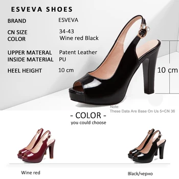ESVEVA 2020 Femei Sandale Pantofi Catarama Curea Elegant Sandale Peep Toe Vara Pătrat, Pantofi cu Toc Femei Tocuri Dimensiunea 34-43