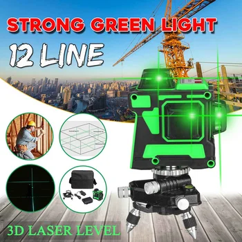 4D 12 Linii de Nivel cu Laser Verde de Lumină LED-uri de Afișare Auto Nivelarea De 360° Rotativ Măsura pe Orizontală pe Verticală Crucea de Control de la Distanță