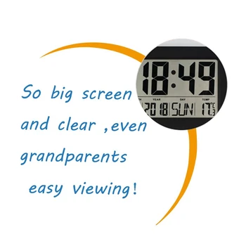 Display Mare Digital Ceas De Perete Tăcut,Birou Raft Ceasuri Cu Baterii Usor De Citit Noptiera Ceas Cu Alarmă Cu Nici Noaptea Lig