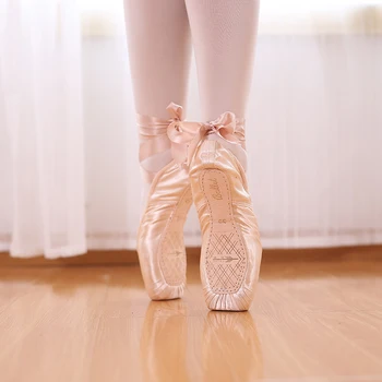 TIEJIAN Profesionist de Balet, Pantofi Pointe Canvas Satin Negru Rosu Roz de Balerina Pantofi Pentru Dans de Performanță Cu Balet Pad Deget