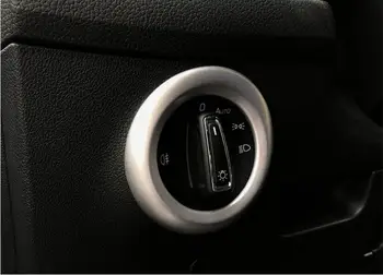 Pentru Skoda Kodiaq 2017 2018 ABS Mat Crom/Carbon, fibre de plastic de culoare Auto Frontal butonul întrerupătorului lămpii de Acoperire Cadru Trim 1buc