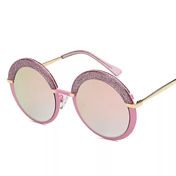 Moda de Metal Rotund ochelari de Soare Albastru pentru Femeie fierbinte brand Doamna Designer de Ochelari Roz de înaltă calitate, cu Discount caz de Vânzare