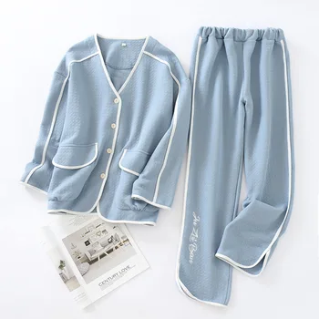 Noi Toamna și Iarna de Agrement Topuri Femei cu Mâneci Lungi, Pantaloni din Bumbac Gros Strat de Aer de Culoare Solidă Cald Simplu Set de Pijama