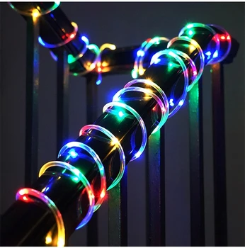 Led Rainbow Coarda Tub Șir de Lumini Impermeabil în aer liber de Crăciun Calea de Grădină zână ghirlande de lămpi cu Telecomanda 10M 100Led Baterie