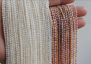 Top Adevarata perla de Orez Mic Șirag de mărgele de 2-3mm perle Naturale 35cm Sirag Alb de Margele Vrac