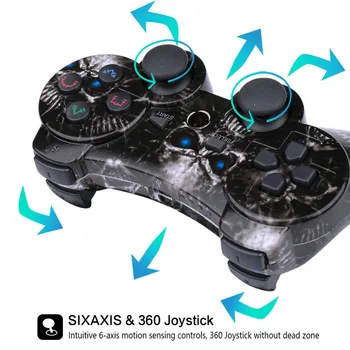 K ISHAKO pentru PS3 Controler Wireless Dublu Șoc Gamepad de Playstation 3 de la Distanță, Sixaxis PS3 Controller cu Cablu de Încărcare