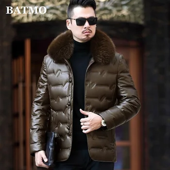Batmo 2020 new sosire de iarnă de înaltă calitate 90% alb rață jos fox gulere de blană jachete bărbați,pentru bărbați haina de PIELE 803