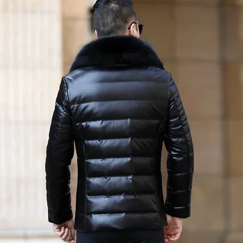 Batmo 2020 new sosire de iarnă de înaltă calitate 90% alb rață jos fox gulere de blană jachete bărbați,pentru bărbați haina de PIELE 803