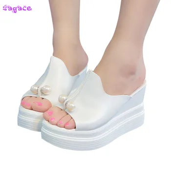 SAGACE Noua Moda 2018 Sandale Femei Vara Groase cu Fund Solid Vânzare Fierbinte Perla Impermeabil Wedge Sandale Pantofi