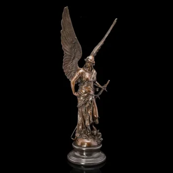 Zeița Victoriei Înger Războinic Soldat Cifre Sculptura Creative Bronz Meșteșuguri Decor De Birou De Birou R68