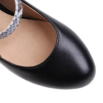 Femei Pompe de Pantofi cu Toc Pu Catarama Platforma 2020 Primavara Toamna Sexy Noua Moda zapatos mujer Negru bej Alb Plus Dimensiunea 9