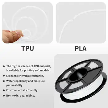 TPU Flexibil cu Incandescență 0,5 kg FDM Imprimantă 3D Pantofi Caz de Telefon Jucării de Imprimare Material 1,75 mm Toleranță 0,02 mm Alb Filamente Roll