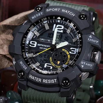 SANDA brand de moda pentru bărbați militară sport ceas LED-uri în aer liber, ceas digital impermeabil bărbați Cuarț ceas Relogio Masculino