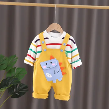 Noi Primavara Toamna pentru Copii Desene animate Haine Copii Baieti Fete cu Dungi T Shirt Pantaloni 2 buc/seturi de Copil pentru Sugari Costum Copil Sport