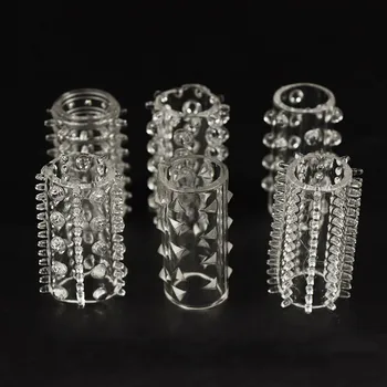 6pcs/set Reutilizabile din Silicon Transparent Cristal Prezervative Timp de Întârziere Inel pentru Penis Moale Blocare Sperma Maneca Adult Erotic Jucarii Sexuale pentru Barbati