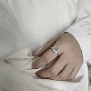 INZATT Real Argint 925 Pătrat Plin Zircon Inel Reglabil Pentru Femei de Moda de Nunta Petrecere Fine Bijuterii Accesorii