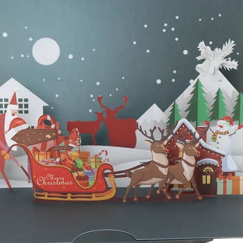 3D de Anul Nou Felicitari felicitari de Craciun Merry Crăciun Pom de Iarna Cadou Pop-UP Carduri de Decor de Crăciun Autocolante taiate cu Laser