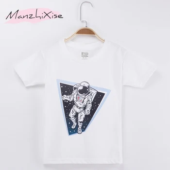Copii T-shirt Astronauți Spațiu de Design de Bumbac Alb Scurt Fata Topuri Copil Tricou Baiat Tricouri Copii Haine pentru Copii Transport Gratuit