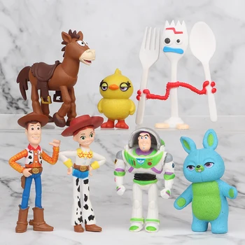 7pcs/set Forky Buzz Lightyear Toy Story 4 Desene animate Woody, Jessie Bullseye Cal, figurina de colectie Papusa jucării pentru copii