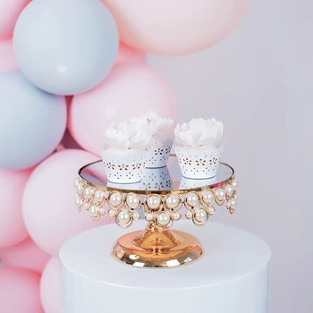 Perla de aur oglindă cupcake stand pentru petrecerea de nunta tort de masă decorare tort de instrumente 4-5 buc