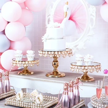 Perla de aur oglindă cupcake stand pentru petrecerea de nunta tort de masă decorare tort de instrumente 4-5 buc