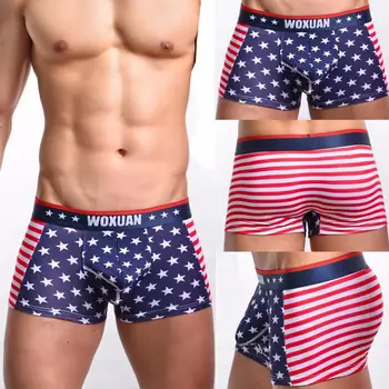 New Sosire cu Steagul American Barbati Sexy cu Dungi Lenjerie de corp pentru Bărbați boxeri Umflatura Husă gay bărbați chiloți #30