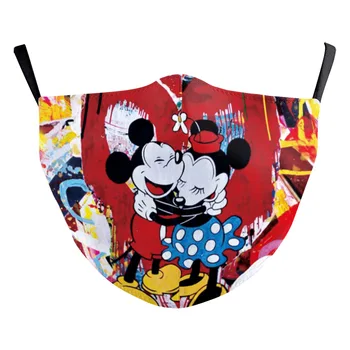 Disney Mickey Masca Lavabile Refolosibile Masca Anti Praf de Jumatate Fata de Gura, Masca Pentru Adulti, Adolescenti Bărbați Femei de Moda Masca cu 2 Filtre