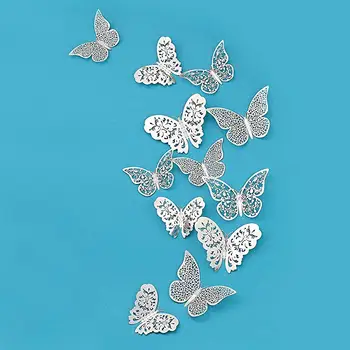 36 Buc/set Nou de Sosire Roz/Aur/Argint 3D Fluture Dublu Perete Fridage Autocolante, Decalcomanii Gol Fluturi Decor DIY Poster