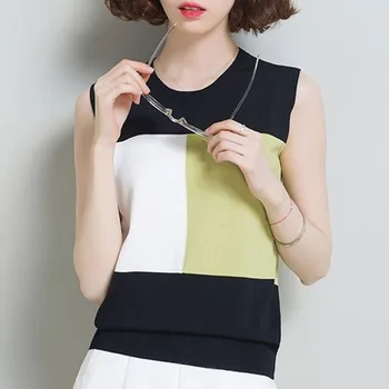 Femei îmbrăcăminte 2021 fără Mâneci Dungi O-Gât haine coreene tricou femei harajuku pe umăr topuri pentru femei 3464 50