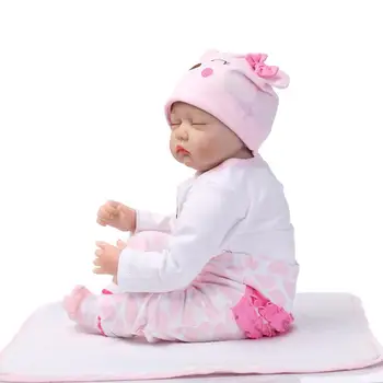 55cm în Viață de Dormit Bebe Renăscut Păpușă Jucărie pentru Fete Cadouri Speciale de Silicon Vinil Roz Costum, cu Pălărie Frumoasă de Înaltă Calitate