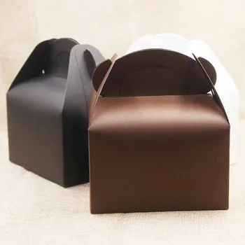 10pc/lot Mare de Hârtie Kraft cutie de cadouri Cu Maner de Nunta /bomboane Carton Alb Tort Cutie neagră Cupcake Cutie pentru Ambalaj cadouri