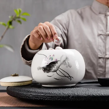 De mare Capacitate 600g Ceramice Cutii de Ceai Creativ de Pictat Caddy Ceai Spice Borcan de Depozitare a Alimentelor Sticle de Ceai Kung Fu Pecetluită Colectorului
