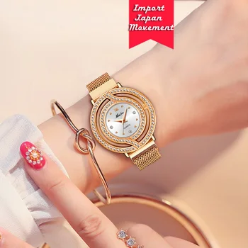 MISSFOX Magnetic Femei Ceasuri de Marca de ceasuri de Lux pentru Femei Cadran Alb Xfcs Impermeabil Diamond Rose Gold Lady Ceas pentru Femei Cadouri