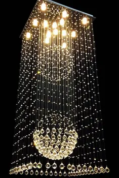Hotel de lux hol lampă de cristal dublu scara candelabru LED linia agățat lămpi K9 Cristal Candelabru GU10 LED Lumina