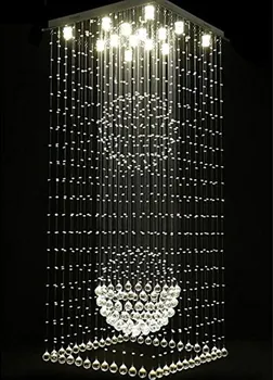 Hotel de lux hol lampă de cristal dublu scara candelabru LED linia agățat lămpi K9 Cristal Candelabru GU10 LED Lumina