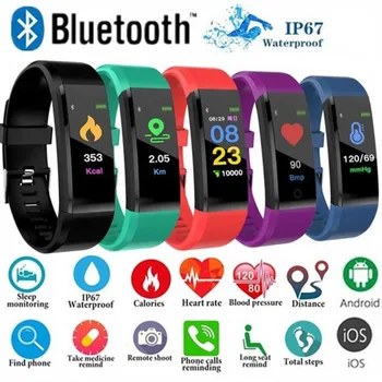 115plus Sport Brățară de Ritm Cardiac tensiunea Arterială Smart Band Fitness Tracker Bluetooth Bratara Ceas Inteligent 2020 Pentru Băieți și Fete