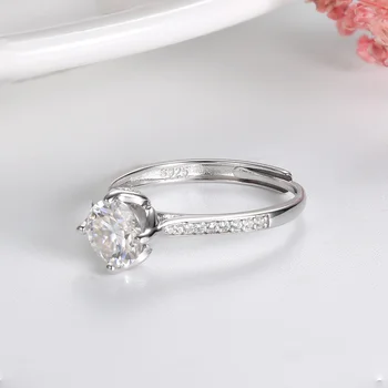 Real Argint 925 Deschide Inel Reglabil Moissanite Diamante Inele Bijuterii Fine de Logodna Inel de Nunta pentru Femei