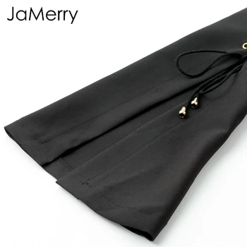 JaMerry OL Sexy V-neck lace up blazer negru rochie femei Elegante split scurt mini-rochie Office sacou doamnă rochii chic vestidos