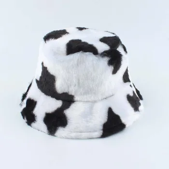 Iarna Animal Zebra Bucket Hat Pentru Femei, Bărbați Faux Blana De Pluș Pescar Pălărie Cu Dungi De Imprimare Capac De Iarna