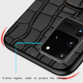 Genuine piele de Vacă din Piele Telefon Mobil Caz Pentru Samsung Galaxy S20 S20 Plus S20 Ultra A50 A50S A30S Inel Suport Kickstand Acoperi
