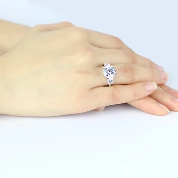 QYI de Lux 925 Argint Solid 5 Ct Tăiat Rotund Simulate de Logodna cu Diamant Inele de Nunta pentru Femei Inel Cadou Bijuterii de Moda