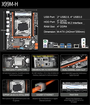 JINGSHA X99 lga 2011-3 placa de baza stabilit cu XEON E5 2620V3 și 2*8gb DDR4 2133 MHZ ECC REG suport RAM NVME M. 2 USB3.0, SATA 3.0