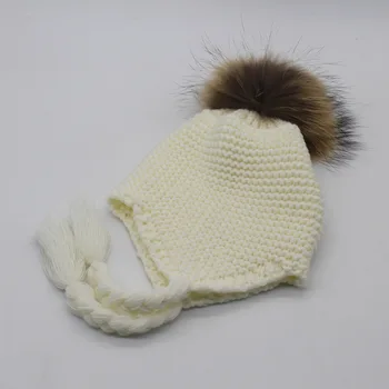 Copil Pălărie Real Blană de Raton Palaria Cu Panglica Pentru Fete Toamna Iarna Raton Păr Sapca de Iarna pentru Copii Pălării Capace