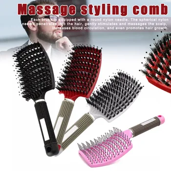 Părul femeilor scalp masaj pieptene coama și nailon umed pieptene bucle de păr salon de instrumente de hair styling