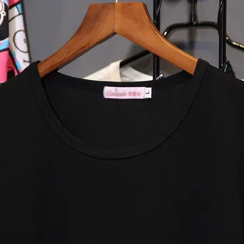 Alb negru T-shirt femei vrac dimensiuni mari Topuri cu mâneci scurte moda 2020 noi de vara din bumbac casual Bottom tricouri C1094