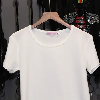 Alb negru T-shirt femei vrac dimensiuni mari Topuri cu mâneci scurte moda 2020 noi de vara din bumbac casual Bottom tricouri C1094