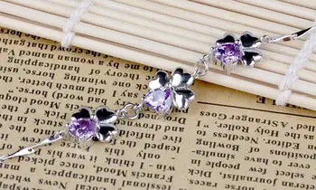 Argint 925 moda cristal violet floare bratari pentru femei bijuterii cadou de ziua wholeslae nu se estompeze picătură de transport maritim