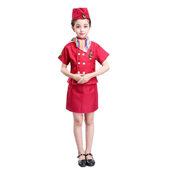 Căpitanul Cosplay Zi pentru Copii Copii Costum Stewardesa Uniformă de Pilot Air Force Școlii jocuri de Rol pentru Fete Băiat Însoțitor de Zbor